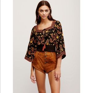 New Free People Louisa Embroidered Top